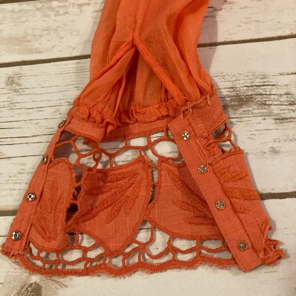 Free People Dreamland Coral Boho Dress 4 - Picture 9 of 16